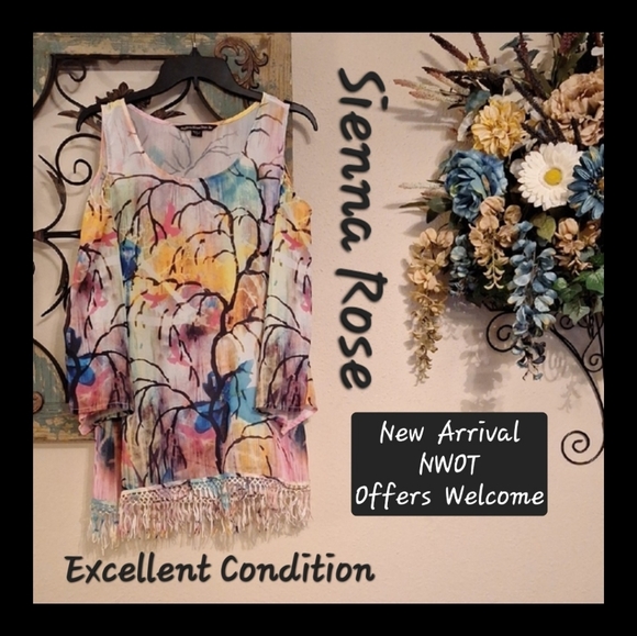 Sienna Rose Multicolor Blouse with Fringe. Excellent Condition NWOT Size Small - Picture 1 of 9